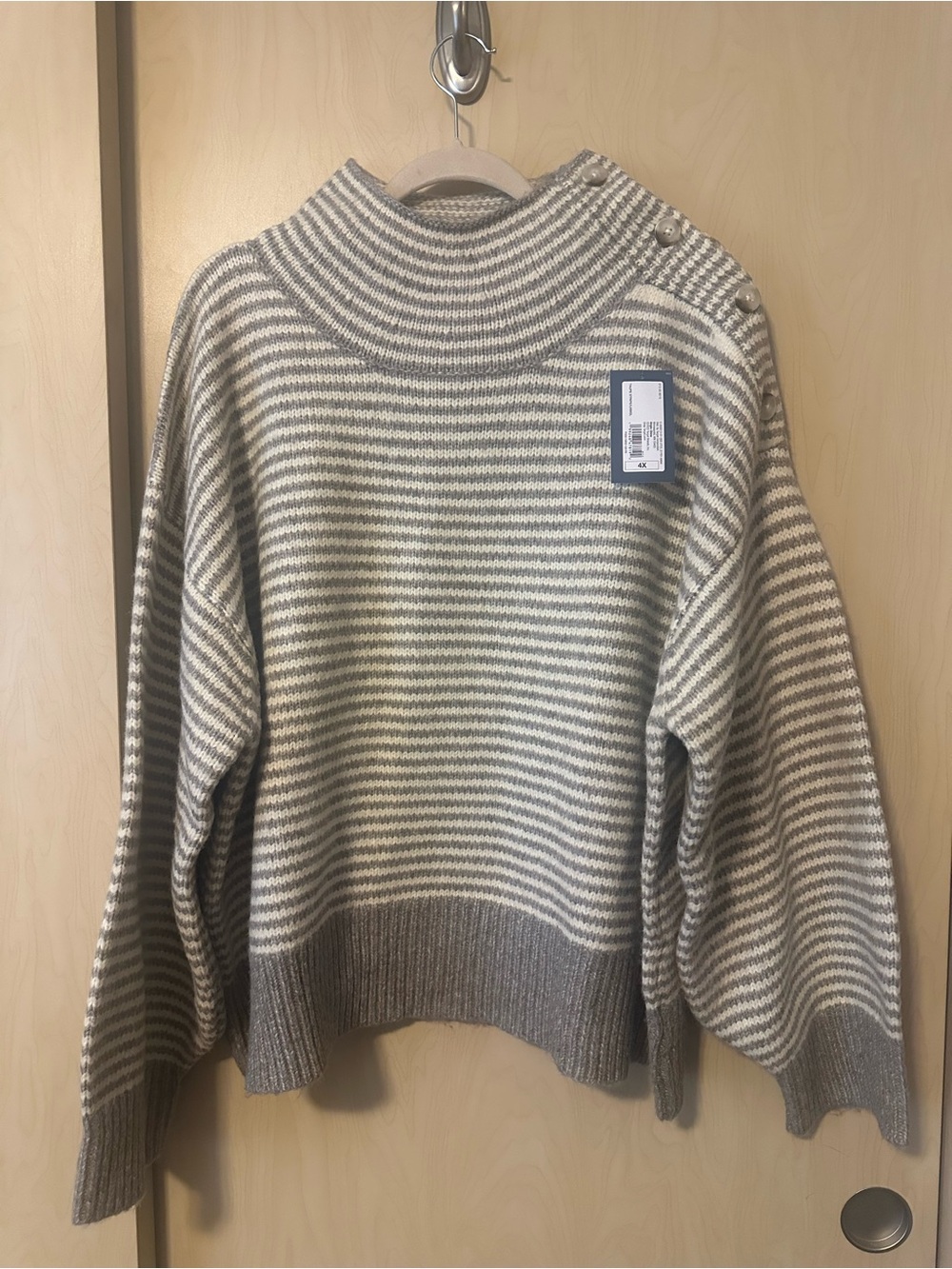 Super Soft Striped Mock Neck Sweater NWT